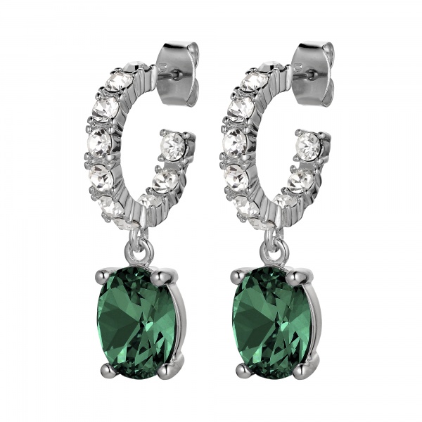 Dyrberg Kern Barbara Silver Earrings - Green/Crystal